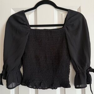 Abercrombie & Fitch Black Smocked Blouse